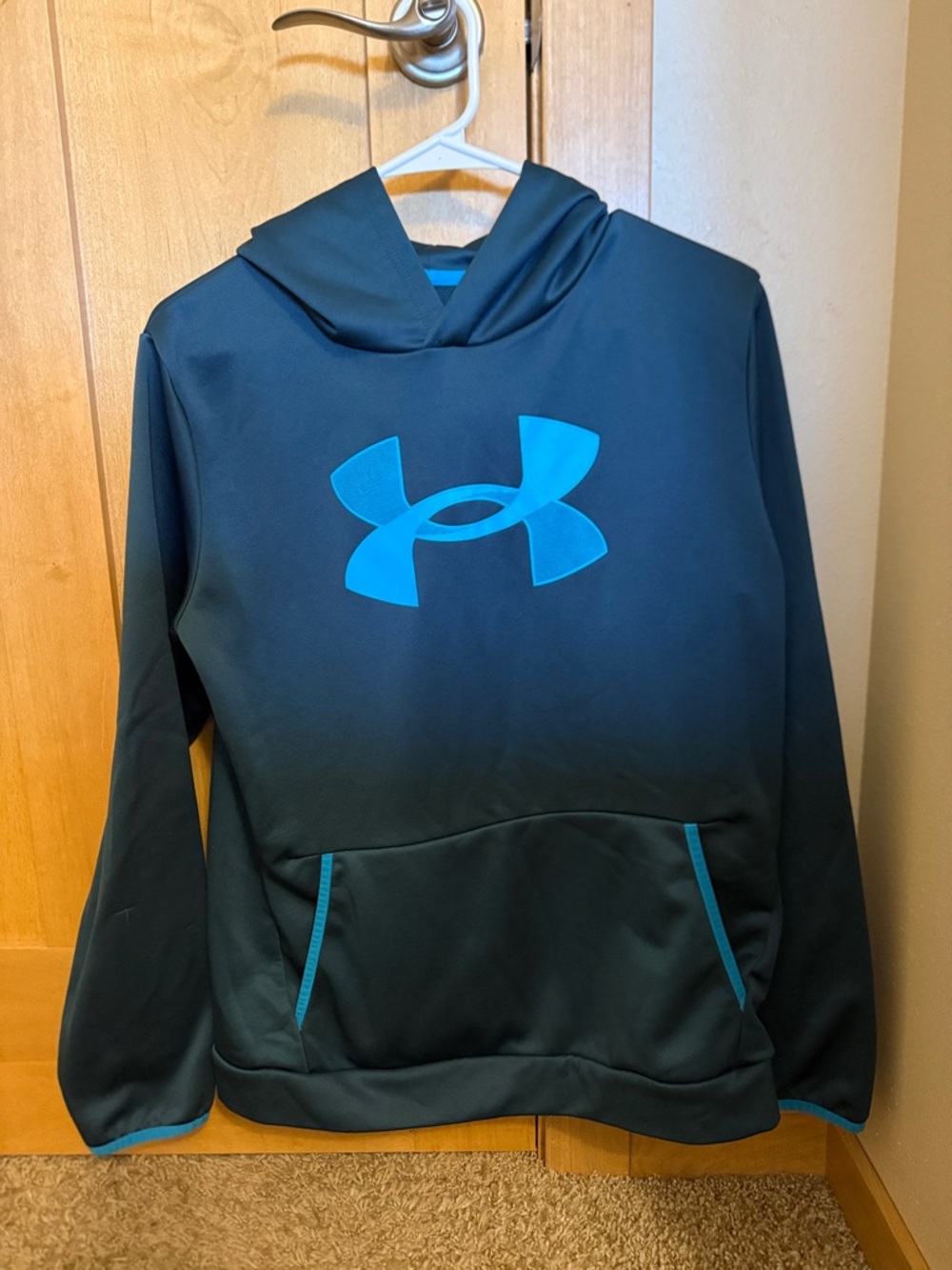 Under Armour Dark Teal Hoodie with Bright Blue Logo